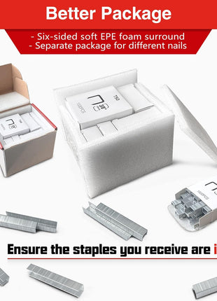 SHALL Heavy Duty T50 Staples and 18GA Brad Nails Combo Kit, 8000-Count, Four Sizes of T50 Staples for Staple Gun Including 1/4, 5/16, 3/8, 1/2 Inch and Two Sizes of Brad Nails Including 1/2, 9/16 Inch