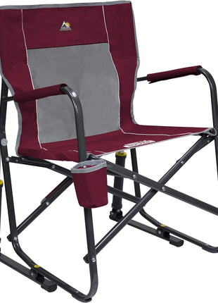 GCI OUTDOOR Freestyle Rocker Camping Chair | Portable Folding Rocking Chair with Solid, Durable Armrests, Drink Holder & Comfortable Backrest Cinnamon