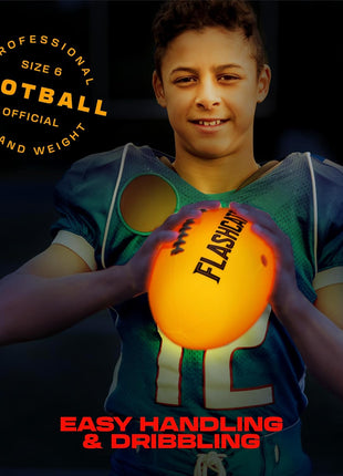 Light Up Football - Glow in the Dark Ball - NO 6 - Boys Gifts - Outdoor Sports, Birthday Gifts for Boys 8-15+ Year Old - Kids Teenage Youth Gift Ideas - Boy Toys Stuff Ages 8 9 10 11 12 13 14 15