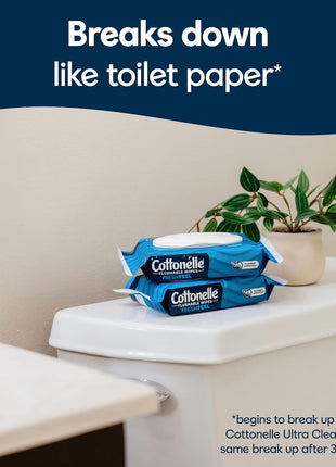 Cottonelle Fresh Feel Flushable Wet Wipes, Adult Wet Wipes, 8 Flip-Top Packs, 42 Wipes Per Pack (336 Total Wipes), Packaging May Vary