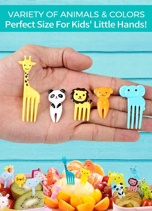 156PCS Animal Food Picks for Kids Bento Box Accessories, FATLODA Fun Kid Food Picks, Cute Fruit Toothpicks for Kids Lunch Accessories, Reusable Lunchbox Pick for Kid Toddler