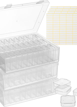 120Pcs Bead Organizer Box, Small Clear Plastic Bead Storage Containers, 4 Craft Storage Boxes with Hinged Lid, 336 Labels, Mini Box for Jewelry Making Bracelets Beading Nails Screws Seeds Small Parts
