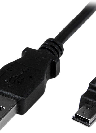 StarTech 2m Down Angle USB 2.0 A to Mini-B Cable, Black (USBAMB2MD) | Charger, Male to Male, Aluminum-Mylar foil braided shielding, Molded connectors with strain relief, 480Mbps