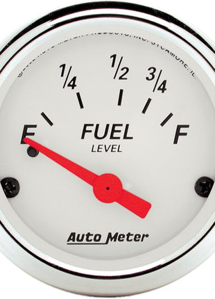 AUTO METER 1316 Arctic White Fuel Level Gauge, 2 1/16 inch - Short Sweep/Electric