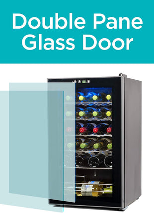 BLACK+DECKER BD61526 Wine Cellar, Black Cabinet with Gray Door Accent