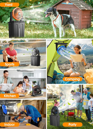 Ausic 10′′ 9L Portable Misting Fan, [Max 55Hrs] Golf Cart Mister Fan for Outside Patios, 20000mAh Outdoor Rechargeable Battery Operated Water Cooling Fan, Summer Camping Essentials - 3 Spray Misters