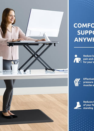 KitchenClouds Kitchen Mat Cushioned Anti Fatigue Rug 17.3"x28" Water Resistant, Non Slip, Standing and Comfort Desk/Floor Mats for House Sink Office (Black)