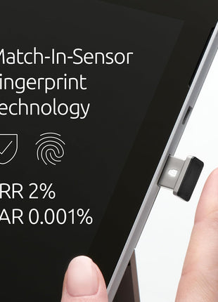 Kensington VeriMarkTM Gen2 USB-A Fingerprint Key Reader - Windows Hello & Windows Hello for Business, Tap and Go, Anti-Spoofing (K64704WW)
