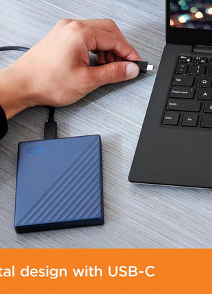 WD 2TB My Passport Ultra, Blue, Portable External Hard Drive, backup software with defense against ransomware, and password protection, USB-C and USB 3.1 - WDBC3C0020BBL-WESN