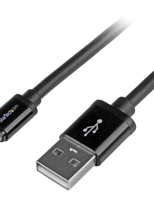 StarTech.com 2m (6ft) Long Black Apple 8-pin Lightning Connector to USB Cable for iPhone / iPod / iPad - Charge and Sync Cable (USBLT2MB)