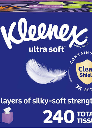 Kleenex Ultra Soft Facial Tissues, 4 Cube Boxes, 60 Tissues per Box