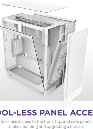 NZXT H7 Flow RGB - Mid-Tower ATX Airflow PC Case - White | Airflow ATX build with pre-installed 360mm RGB fan unit. Bottom GPU cooling and CAM-ready lighting out of the box.