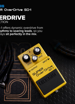 BOSS SD-1 SUPER Overdrive | Compact Overdrive Pedal | Genre-Defining Sound & Feel | Unique Clipping Circuitry Produces Tube-Like Characteristics | Dynamic Tone Options | Easy-To-Use Controls