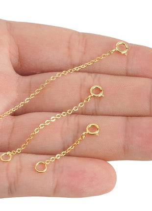 Gold Necklace Extenders 14k Extender Chain 925 Sterling Silver Extension Bracelet Chain Extenders for Necklaces 3 Pcs (1 2 3 Inch)(Gold)