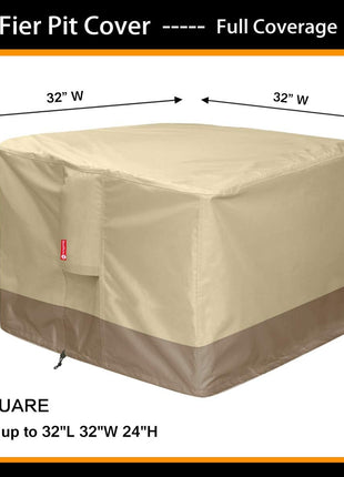 SheeChung Gas Fire Pit Cover Square - 600D Heavy Duty Patio Outdoor Fire Pit Table Cover with PVC Coating,100% Waterproof,Air Vents,Fits for 29/30/31/32 inch Fire Pit/Table Cover (32 inchL x 32 inchW x 24 inchH)