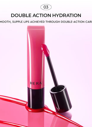 HERA Sensual Tinted Shine Lip Serum #136 COLDBERRY | Weightless Sleek Shine, Transfer-Resistant Color, 12-Hour Soft Lip Stain Oil, Double Hydration wih Hyaluronic Acid, High-Gloss Finish, 0.30 oz.