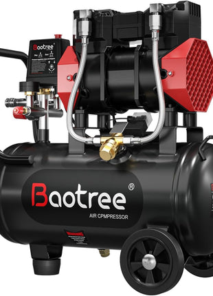 10Gal Ultra Quiet Oil-Free Air Compressor Portable, Max 115PSI 2HP 8.76CFM 70dB Low Noise Air Compressor for Auto Repair, Bike Tires, Garage Spray Painting 110V/60Hz