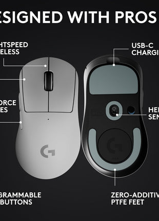 Logitech G PRO X Superlight 2 DEX Wireless Gaming Mouse, 60g pro-Grade Right-Handed Mouse with 5 programmable Buttons, USB-C Charging, 44k DPI Sensor, up to 8 kHz Polling for PC/Mac - White