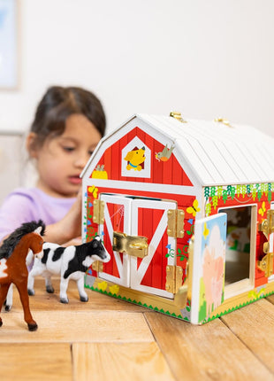 Melissa & Doug Latches Barn Toy Sensory Activity, Doors and Locks Toy, Farm Animals, for Kids Ages 3+