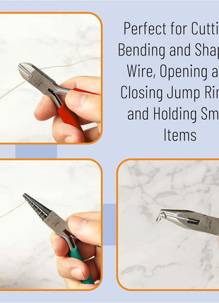 Mr. Pen- Pliers for Jewelry Making, 3 Pack, Chain Nose | Round Nose Pliers Set and Wire Cutter for Beading, Wire Wrapping, Jump Rings, Jewelry Repair, Crafting, DIY