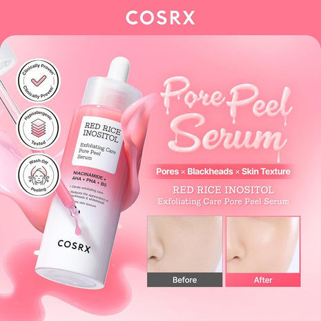 COSRX レッドライス つるすべピーリングセラム(ウォッシュオフ) 80ml 洗い流す美容液 ゴマージュ 毛穴の黒ずみ 古い角質オフ 皮脂・角質ケア 化粧ノリUP ナイアシンアミド セラミド パンテノール ビタミンB12 コスアールエックス 基礎化粧品 韓国コスメ 韓国スキンケア