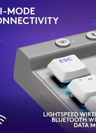 Logitech G515 Lightspeed TKL Low Profile Wireless Gaming Keyboard, LIGHTSYNC RGB, Thin Tenkeyless Design, Double-Shot PBT Keycaps, Linear (Red) Mechanical Switches - White