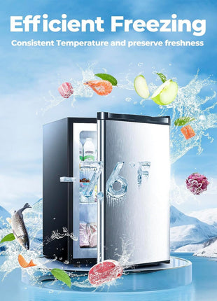 Electactic 3.0 Cu.ft Upright Freezer, Small Mini Freezer with Adjustable Thermostat, Removable Shelves, Reversible Single Door, for Bedroom/Home/Dorms/Apartment, Silver