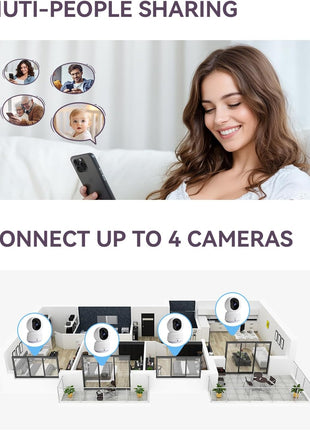 Comfyer Hybrid Video No WiFi & Smart WiFi Baby Monitor - 5inch 1080P Split Screen & 2K Camera App Control, Motion Alerts, Sound Detection, HD Night Vision, 5050mAh Battery,Triple Security, 1600ft Range