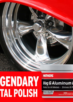 Mothers Mag & Aluminum Polish, 10 oz. – Brilliant Shine, Easy to Use, for All Uncoated & Unplated Metals Including Aluminum Wheels, Stainless Steel Trim and Exhaust Tips, Brass & More (05101)