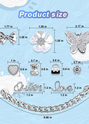 Charms for Bogg Bag,Pearls,Butterfly Flowers and Chain for Bogg Bag Accessories Charms(20 pcs)