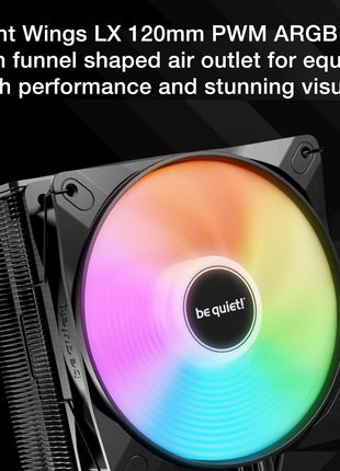 be quiet! Pure Rock 3 LX CPU Air Cooler | 4 High Performance 6mm Heat Pipes with HDT Technology | 120mm Quiet ARGB PWM Fan | AMD:AM4 AM5/Intel LGA 1700/1150/1151/1200 | Black | BK040