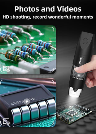 Digital Microscope Wireless Pocket Handheld USB Microscopes, 50x-1000x Zoom Fixed Focus HD Magnifier with LEDs, Inspection Camera Compatible with iPhone, Android Phone, MacBook, Windows PC