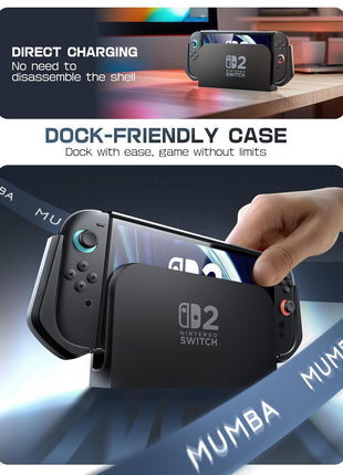 Mumba Blade Series Case for Nintendo Switch 2 [Dock Friendly] [Military-Grade Protection] Switch 2 Grip Protective Cover Shell, Quick-Release Joy-Con, Accessories for Switch 2 Controllers (Black)