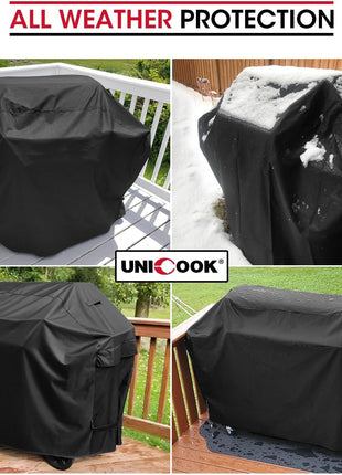 Unicook Heavy Duty Waterproof Barbecue Gas Grill Cover, 65-inch BBQ Cover, Special Fade and UV Resistant Material, Durable and Convenient, Fits Grills of Weber Char-Broil Nexgrill Brinkmann and More