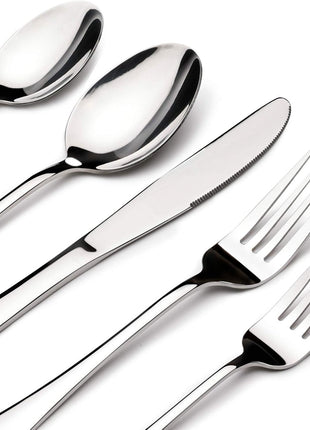 Silverware Set for 8, 40 Piece Heavy Duty Stainless Steel Flatware Utensils Cutlery Set Including Steak Knife Fork and Spoon, Dishwasher Safe, Gift Package for Wedding Housewarming