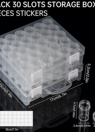 30 Slots Diamond Painting Storage Containers, Bead Organizer, Diamond Containers Diamond Painting Boxes Diamond Embroidery Box Storage Containers 30 Grids Storage Box for Beads Rhinestones (2 Pack)