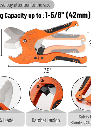 Bates- PVC Pipe Cutter, Cuts up to 1-1/4 inch, Ratcheting PVC Pipe Cutter Tool, Pipe Cutters PVC, PVC Pipe Shears, PVC Cutter, Plastic Pipe Cutter, PEX Pipe Cutter, PVC Cutter Tool, PVC Ratchet Cutter