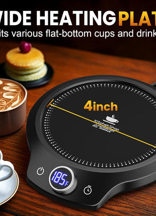 Fast Heating Mug warmer - 4 Temp Settings & 1-12H Timer, Coffee Cup Warmer Plate for Desk Auto Shut Off, LED Display Smart Candle Wax Warmer - Ideal Electric Beverage Warmer Gift for Coffee, Tea, Milk