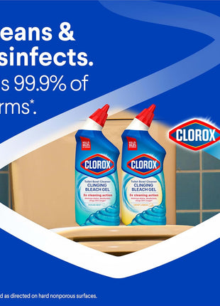 CLOROx Toilet Bowl Cleaner Clinging Bleach Gel, Ocean Mist, 24 Fl Oz, Pack of 2 (Package May Vary)