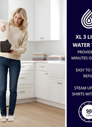 SALAV Heavy Duty Commercial Full Size Garment Steamer with Foot Pedals and Extra Large 3L (101.5 oz) Water Tank, 1800 watts of Poweful Steam (Navy)