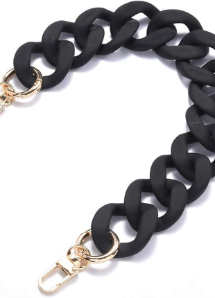 AUMEY Large Flat Chain Strap - Acrylic Luxury Handbag Strap Fashionable Replacement Purse Clutches Handles for DIY Crafts, 15.7 inch of Each ... (02- Black)