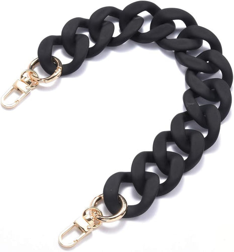 AUMEY Large Flat Chain Strap - Acrylic Luxury Handbag Strap Fashionable Replacement Purse Clutches Handles for DIY Crafts, 15.7 inch of Each ... (02- Black)