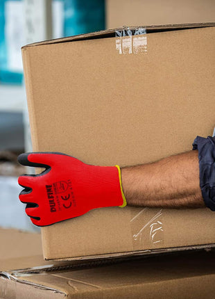 Safety Work Gloves PU Coated-12 Pairs,Red Seamless Knit Glove with Polyurethane Coated Smooth Grip on Palm & Fingers, for Men and Women, Ideal for General Duty Work (Large)