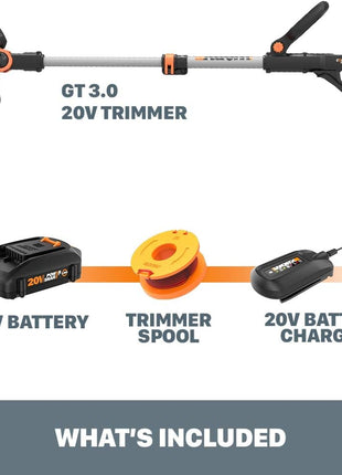 WORX Cordless String Trimmer & Lawn Edger, 12" Electric Weed Wacker with Command Feed, 20V Weed Eater with 5.5 LBS, 2 Batteries & Charger Included, WG163