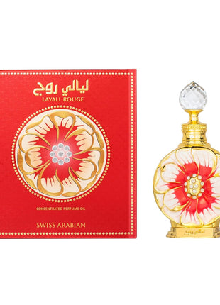 Swiss Arabian Layali Rouge - Luxury Products From Dubai - Long Lasting Personal Perfume Oil Fragrance - A Seductive Signature Aroma - 0.5 Oz
