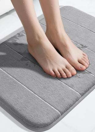Yimobra Memory Foam Bath Mat, Super Soft Absorbent Bathroom Rug Non Slip, Quick Dry, Machine Washable Floor Carpet for Tub Shower, Home Decor Accessories, 24x17, Grey
