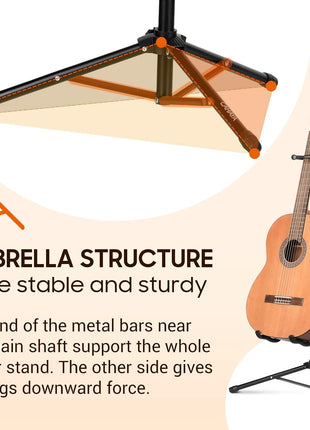 CAHAYA Guitar Stand Floor - Folding Universal Guitar Holder for Acoustic Electric Guitars Bass Guitar Adjust Height from 30.7 to 37 In Folding Tripod Guitar Stands with Neck Holder