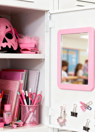 ARTLYMERS Locker Mirror Magnetic, Locker Accessories, 5x7 Real Glass Pink | Locker Decor & Stuff, Magnet Backing, Back to School, Classroom Decorations, Household Refrigerator, Office Cabinet, Bathroom