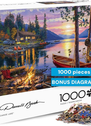 Buffalo Games - Darrell Bush Canoe Lake - 1000 Piece Puzzle for Adults | Made in USA, Perfect Snap Fit, Giftable, Frameable Art, Includes Poster, Recycled Board