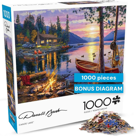 Buffalo Games - Darrell Bush Canoe Lake - 1000 Piece Puzzle for Adults | Made in USA, Perfect Snap Fit, Giftable, Frameable Art, Includes Poster, Recycled Board